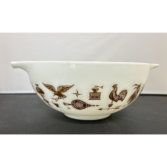 Pyrex Early American Cinderella 443 White Brown 2-1/2 Qt Nesting Mixing Bowl - Picture 1 of 14